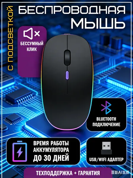 GamEra Мышь компьютерная проводная бесшумная для ноутбука