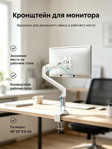 Кронштейн для монитора газлифт белый