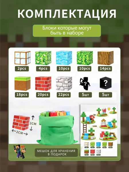 Stay Childlike Магнитный конструктор minecraft 100 кубика