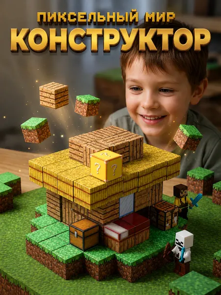 Volgman Магнитный конструктор Minecraft, 100 куб, избушка на лугу