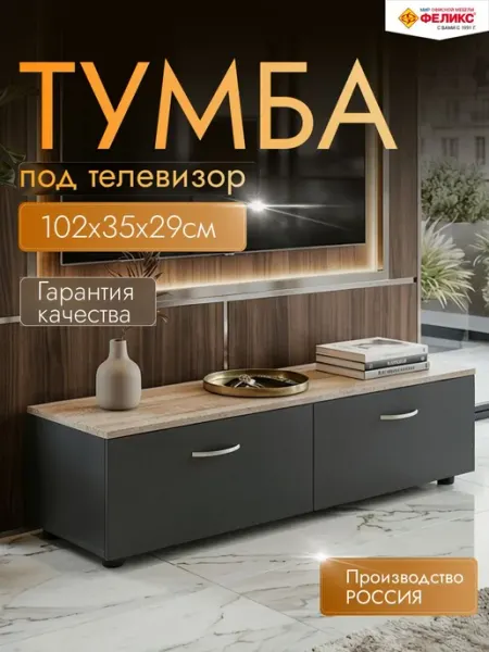 Тумба под телевизор напольная 102х35х29 см Феликс