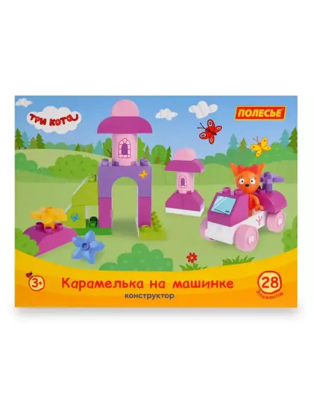 Полесье Конструктор "Три кота. Карамелька на машинке", 28 эл