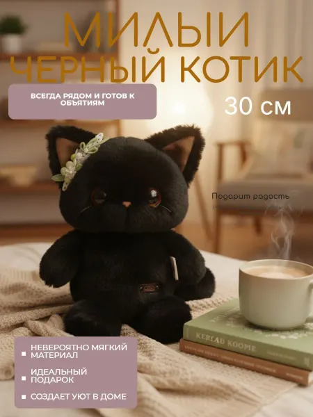 Нет бренда Мягкая Игрушка антистресс - котик! 30см