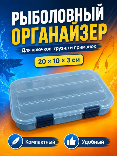 Бокс органайзер для воблеров и приманок 20х10 см
