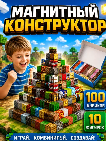 Конструктор магнитный Minecraft набор кубиков