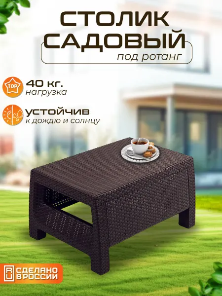 Пластик Хаус Столик садовый журнальный пластиковый под ротанг