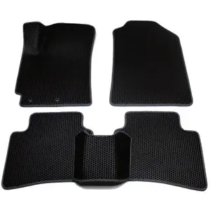 EVA/ЭВА коврики для Mitsubishi Pajero Sport III, Мицубиси Паджеро спорт 3,2015-2022 г.в,с 3Д лапой, износостойкие, черные СОТЫ с серым кантом
