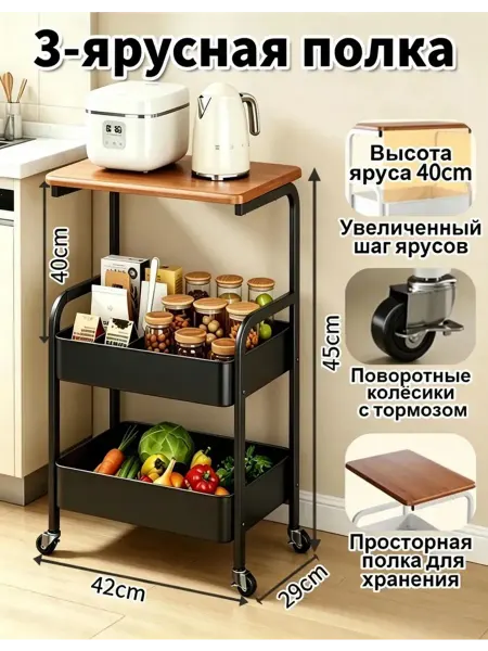 Этажерка для кухни на колёсиках