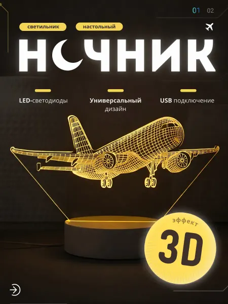 Ночник Самолет, Светильник детский в спальню
