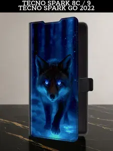 Чехол-книжка на Tecno Spark Go 2022/8С/9 (Техно Спарк Гоу 2022/Техно Спарк 8С/Техно Спарк 9) с картой с лисой