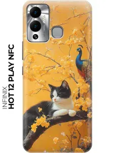 Силиконовый чехол на Tecno Spark 8C / Go 2022 с принтом "Котик и павлин"