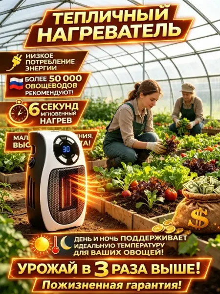 Энергосберегающий обогреватель для теплицы с термостатом