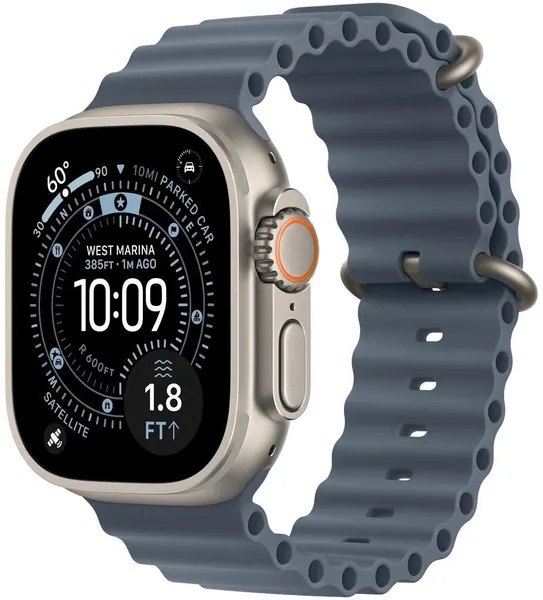 Часы Apple Watch Ultra 3 2025 Cellular, 49 мм, корпус natural titanium, ocean band синий якорь (MEWH4)