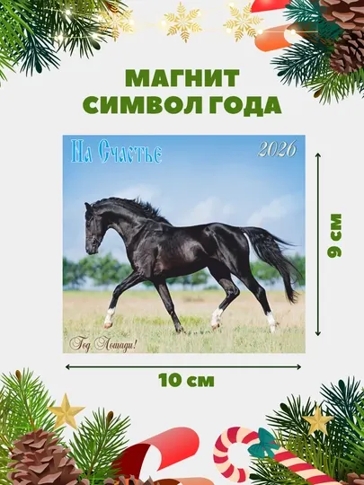 Магнит на холодильник Лошадь символ года 2026, подарок на Новый Год