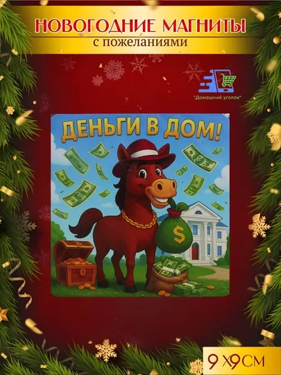 Новогодние магниты «Лошадь 2026» — яркие сувениры-магниты для холодильника