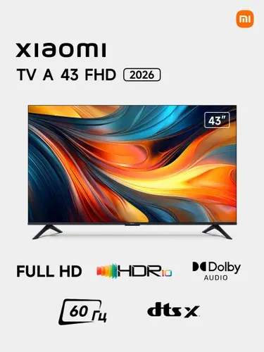 Xiaomi Телевизор TV A FHD 2026 43″ Full HD, черный, темно-серый