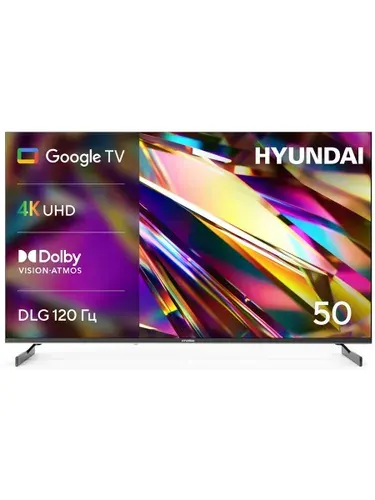 Hyundai Телевизор H-LED50BU7011 (2026) 60 Гц, Google TV, Dolby Vision, HDR10, HLG, голосовой помощник 50″ 4K UHD, черный