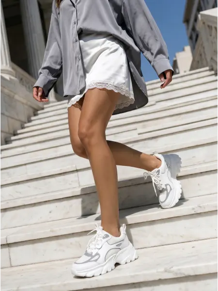 PARIS BACIO Кроссовки женские на платформе из натуральной кожи