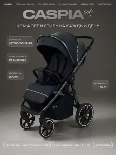 Коляска детская RANT CASPIA soft RA100 Graphite 2026