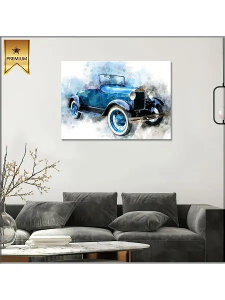 Classic Art Картина на холсте синий ретро автомобиль 20х30