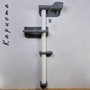 Когтеточка для кошек настенная с гамаком КОТ-Е "Кариота" 208 см, ковролин, хлопок, черный