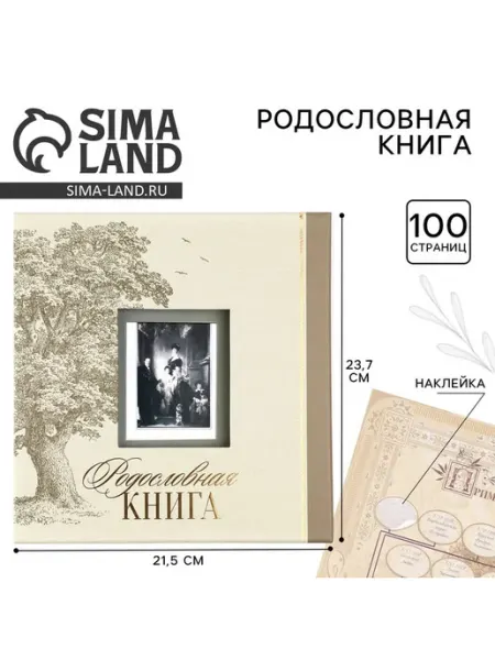 Сималенд Родословная книга с рамкой под фото «Семейная», 21.5×23.7 см