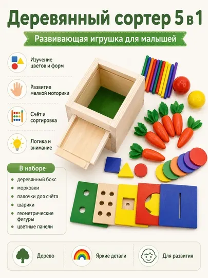 Сортер деревянный 5 в 1