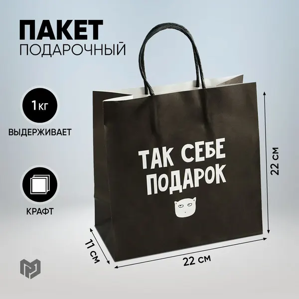 Пакет подарочный "Так себе, а не подарок", 22 х 22 х 11 см