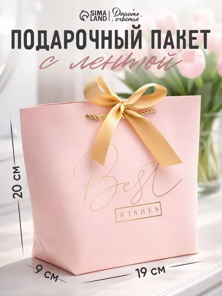 Пакет подарочный, 19 х 20 х 9 см