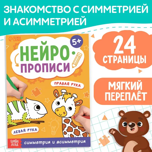 Книга Нейропрописи. Симметрия и асимметрия , 24 стр., от 5 лет | Соколова Юлия Сергеевна