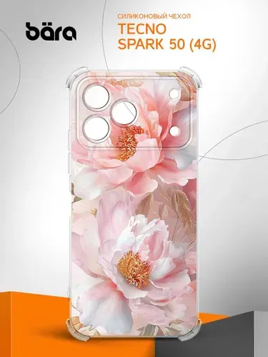 Чехол на Tecno Spark 50 (4G) / Техно Спарк 50 (4Г) с рисунком Розовые цветы