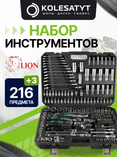 Lion Набор инструмента для автомобиля Лион 216+3 предмета
