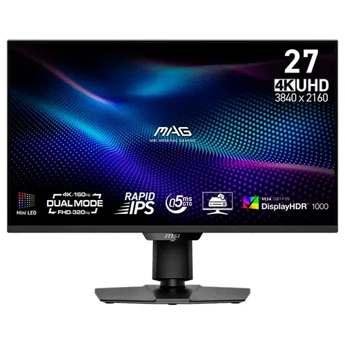 MSI 27" Монитор MAG 274UPDF E16M 27" 320Hz, Rapid IPS Mini-LED, 3840 x 2160 UHD (MAG 274UPDF E16M), IPS, 3840x2160 4K, 320 Гц, черный, черный матовый