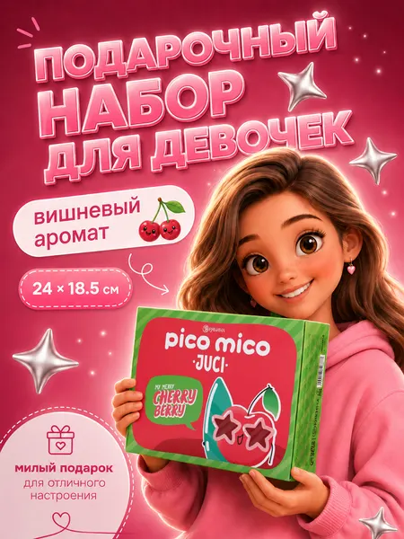 Подарочный набор для девочки: гель для душа, пена для ванны, бомбочка