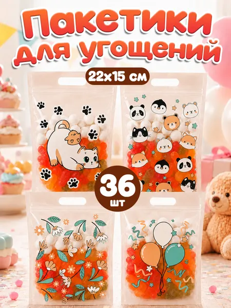 Пакетики для сладостей в детский сад, 36 штук
