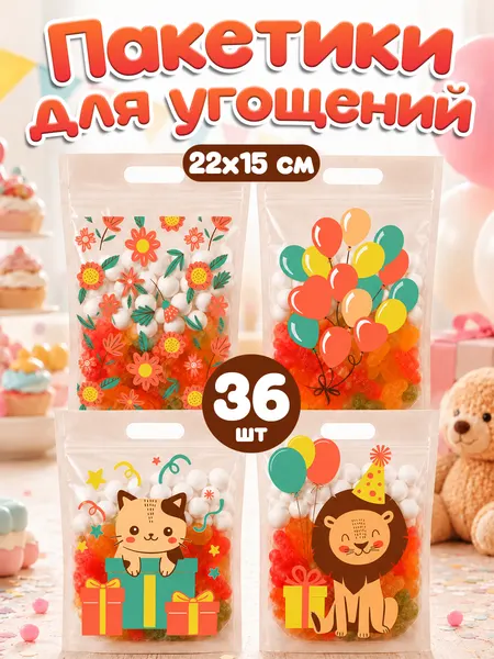 Пакетики для сладостей в детский сад, 36 штук