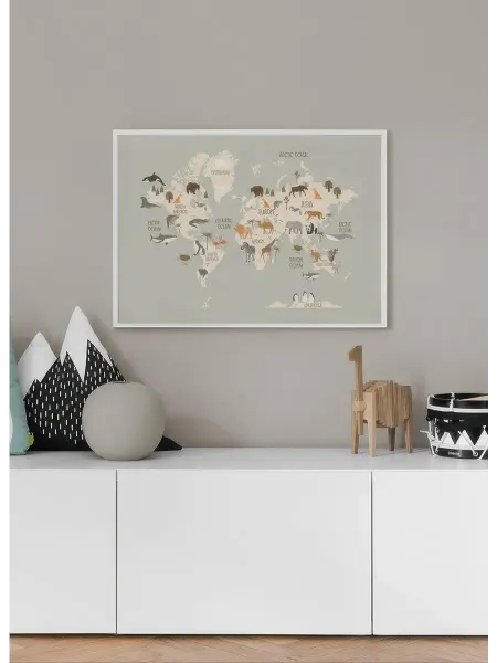 Onllyart Постер 21x30 животные карты мира