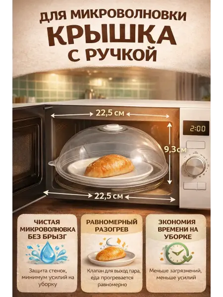 ГКМ1 Крышка для микроволновки с ручкой 22.5Х22.5Х9.3см