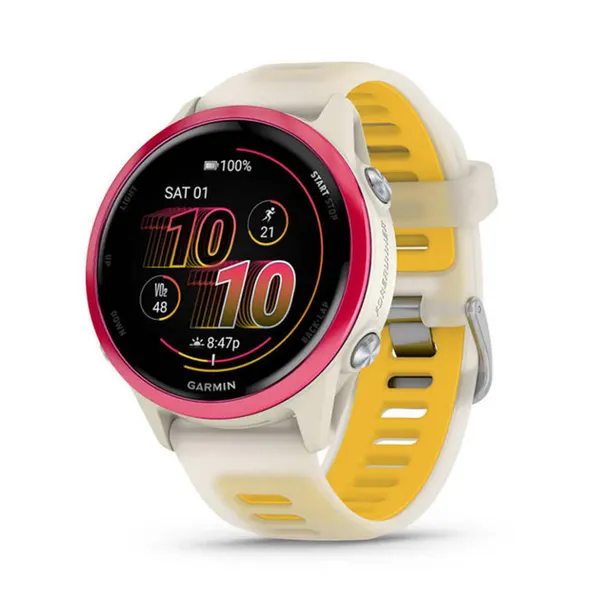 Часы Garmin Forerunner 570 42 мм малиновый алюминий с полупрозрачным ремешком цвета слоновая кость/манго (010-02970-02)