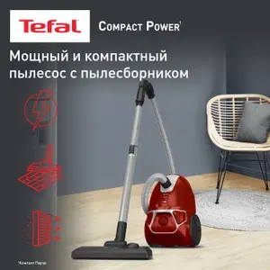 Пылесос Tefal TW3953EA красный, мощность 750Вт, уборка: сухая, объем пылесборника 3л, регулировка мощности на корпусе, длина шнура 6.2м (2211400166)