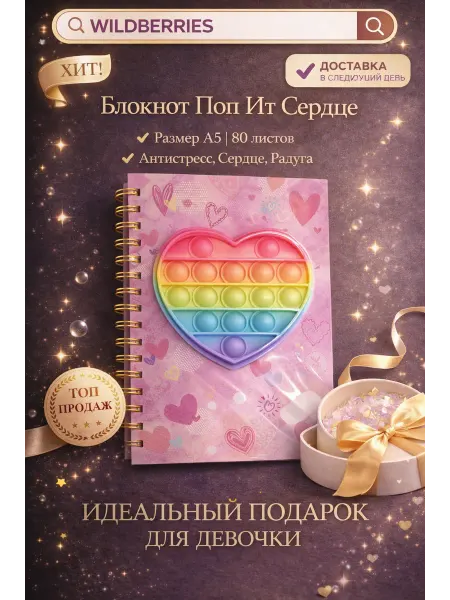 Блокнот поп ит для девочек антистресс