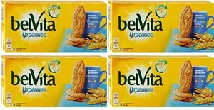 Печенье BelVita Утреннее витаминизированное со злаковыми хлопьями, комплект: 4 упаковки по 225 г