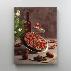 Интерьерная картина на холсте "Шоколадный торт" для кухни, кафе и ресторанов, на подрамнике 22x30 см