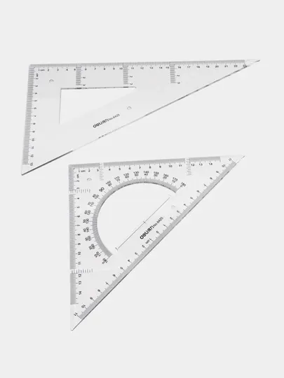 Линейка-треугольник Deli 6425, + транспортир, 23 см