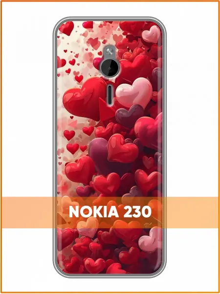 Case Face Чехол на Nokia 230 с принтом Сердечки