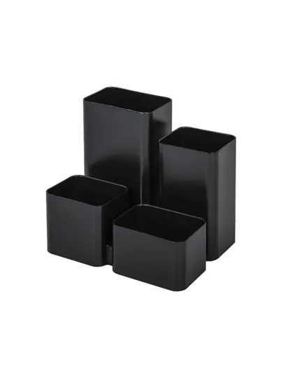 Подставка-органайзер BRAUBERG COMPACT, 4 отделения, 92х114х102 мм, черная, 238102