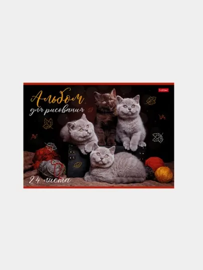 Альбом для рисования Hatber, серия «Кототерапия», 24 листа, формат А4, на скобе (арт. 24А4)