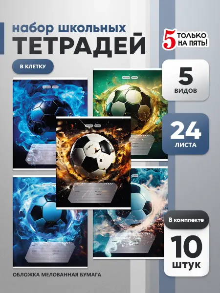 5 только на пять! Тетрадь 24 листа в клетку 10 шт