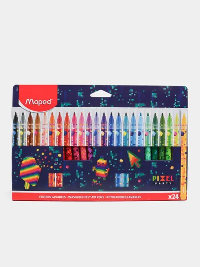 Фломастеры Maped Color’Peps PIXEL PARTY, 24 цвета, картонная коробка (845417)