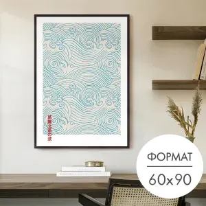 Постер "Японский рисунок волны" 60x90 без рамки на стену для интерьера
